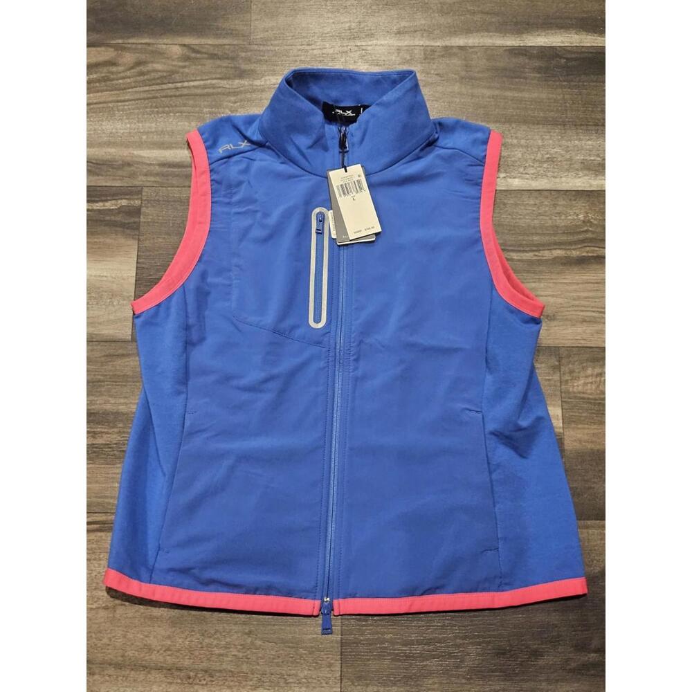 RLX Ralph Lauren Golf Full-Zip Sleeveless Vest Blue/Pink Women’s L NWT $168